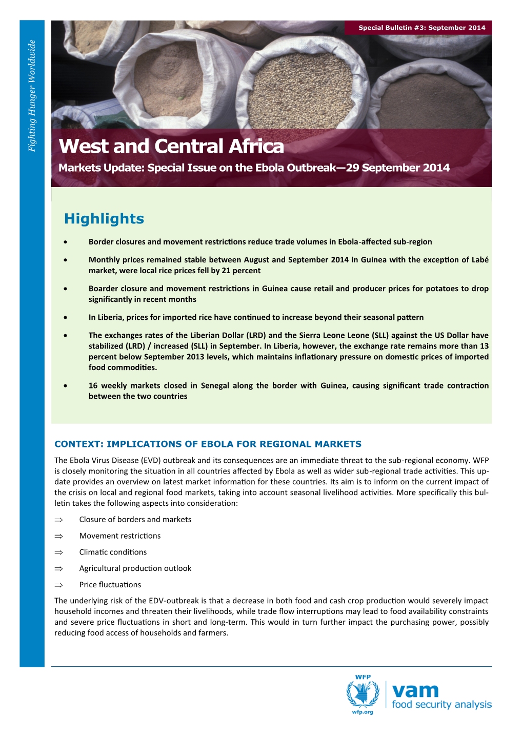 West and Central Africa Markets Update: Special Issue on the Ebola Outbreak—29 September 2014