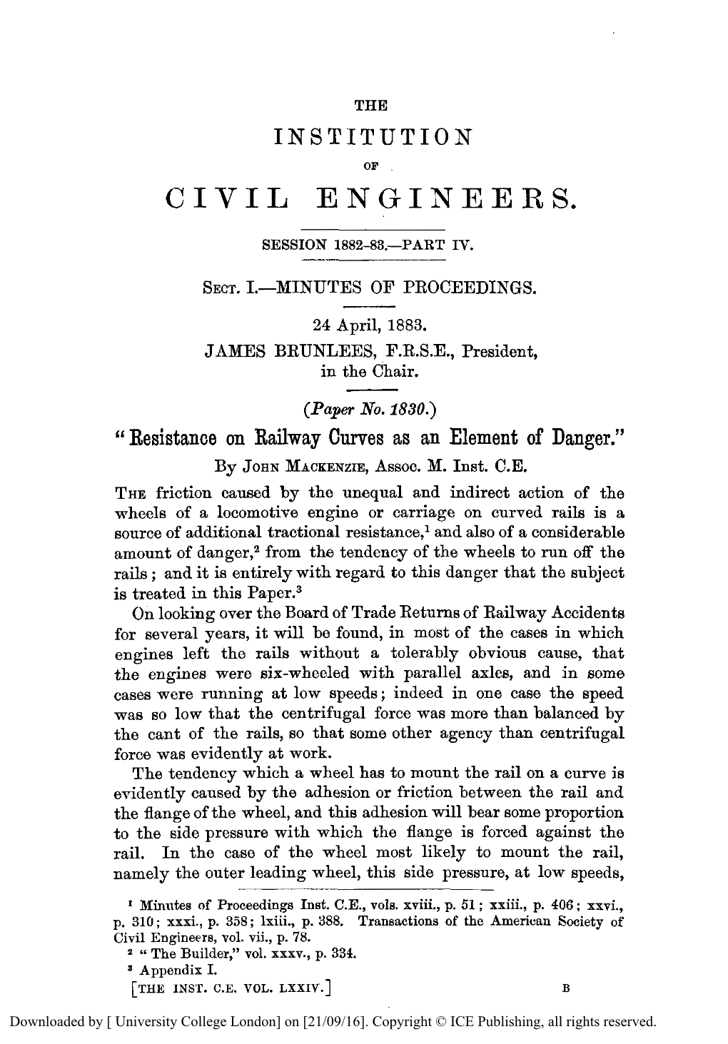 Resistance on Railway Curves As an Element of Danger