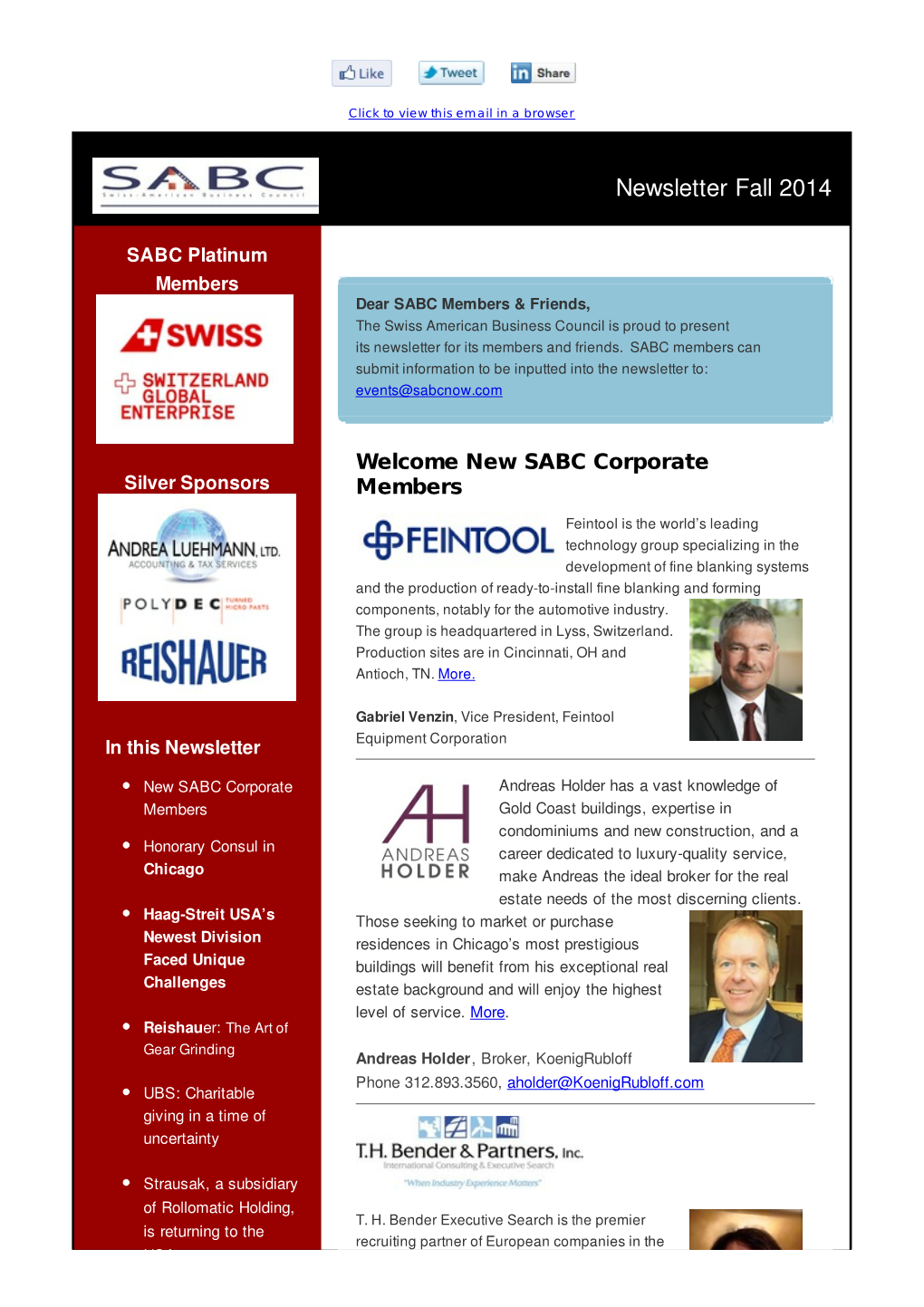 Newsletter Fall 2014