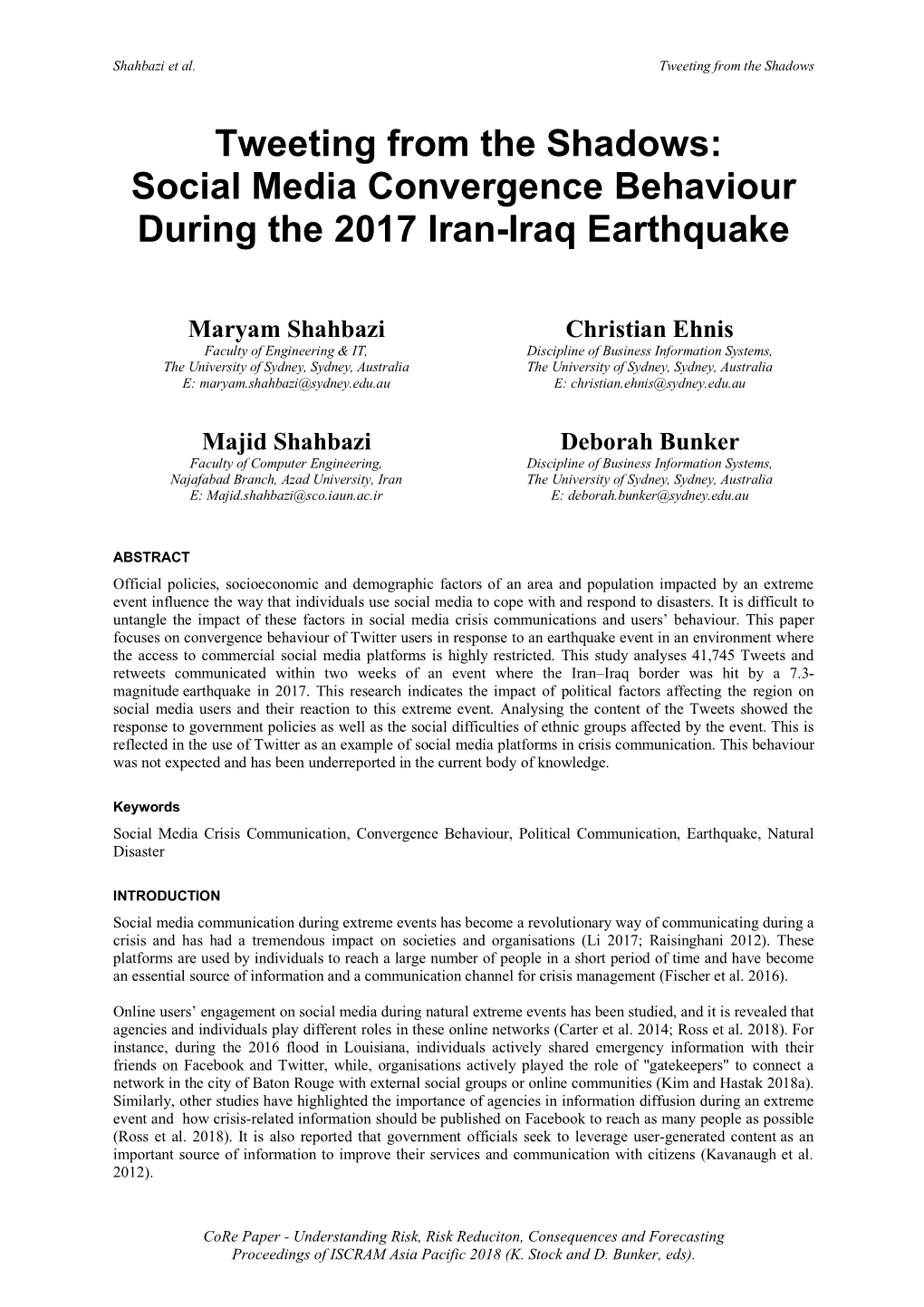 Social Media Convergence Behaviour During the 2017 Iran-Iraq Earthquake