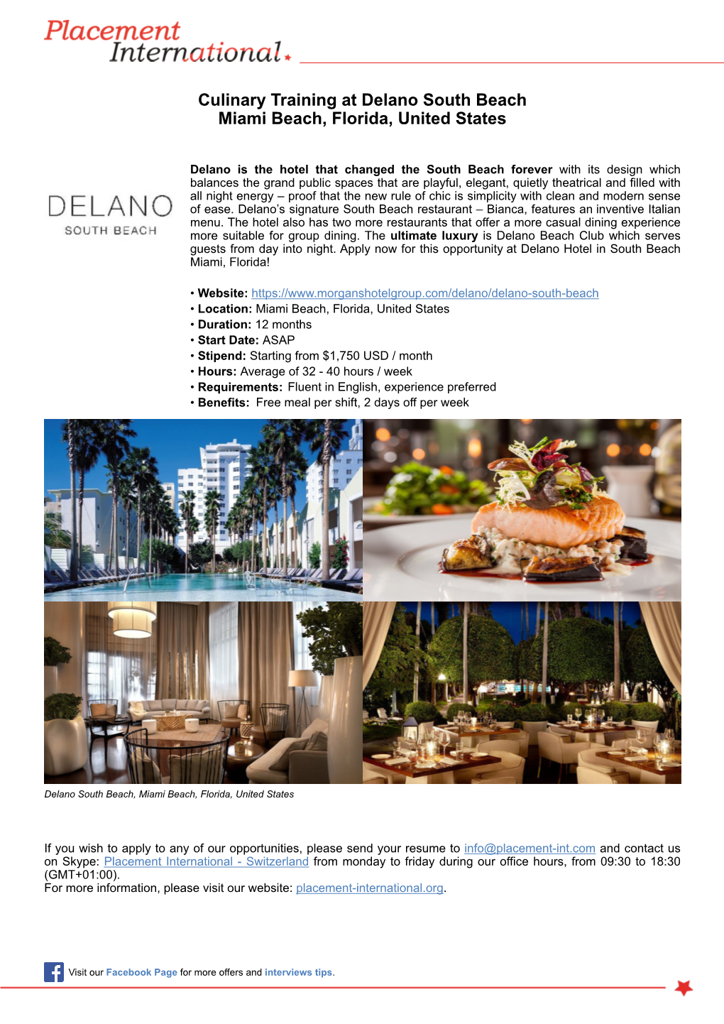 Culinary Training at Delano South Beach Miami Beach, Florida, United States