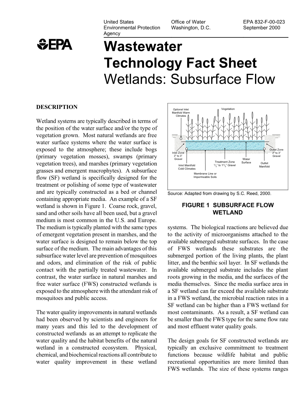Wastewater Technology Fact Sheet Wetlands: Subsurface Flow