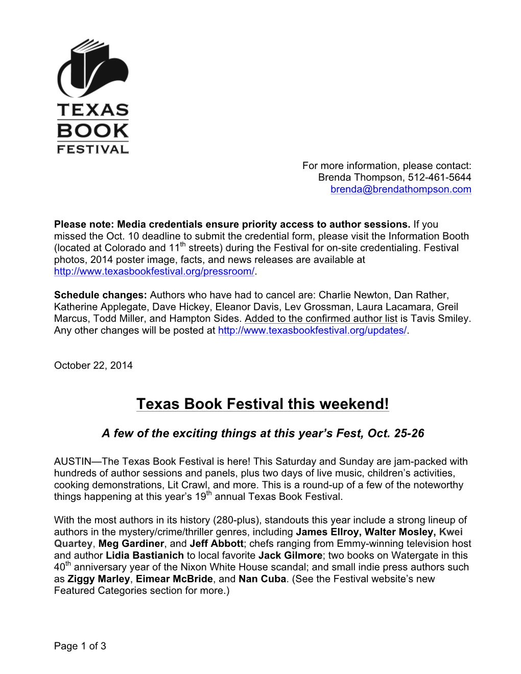 Texas Book Festival This Weekend!