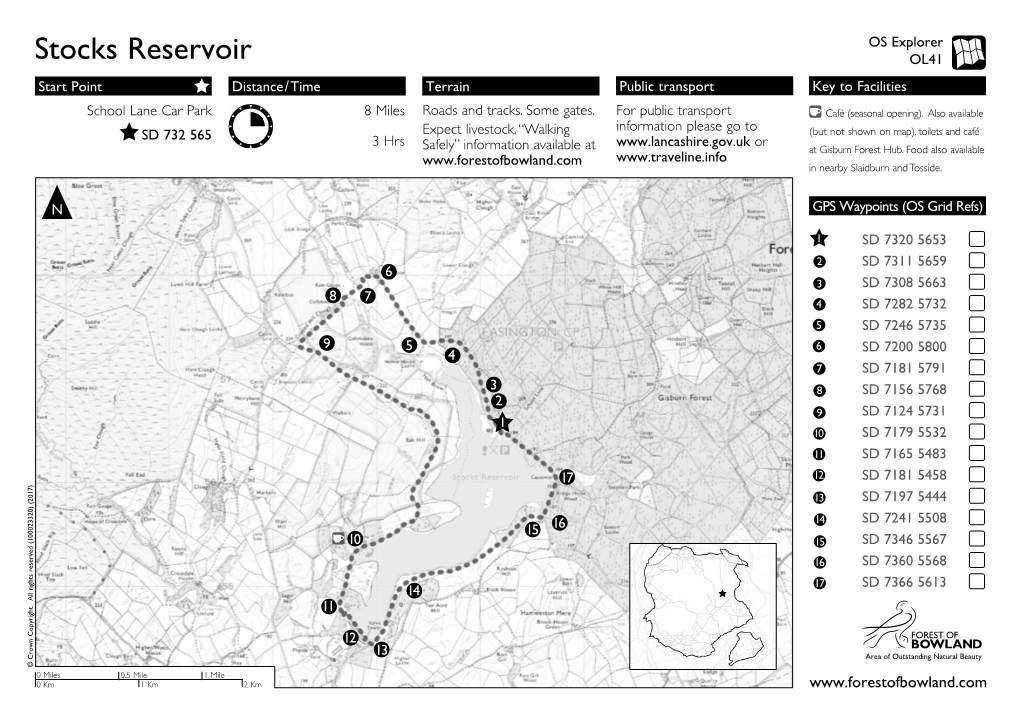 Stocks Reservoir OL41 Start Point Distance/Time Terrain Public Transport Key to Facilities