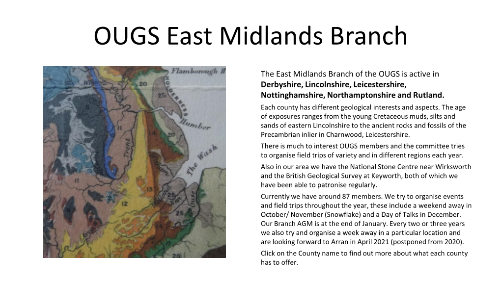Geology of the OUGS East Midlands Branch