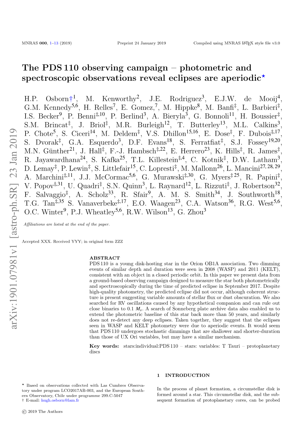 The PDS 110 Observing Campaign – Photometric and Spectroscopic Observations Reveal Eclipses Are Aperiodic?