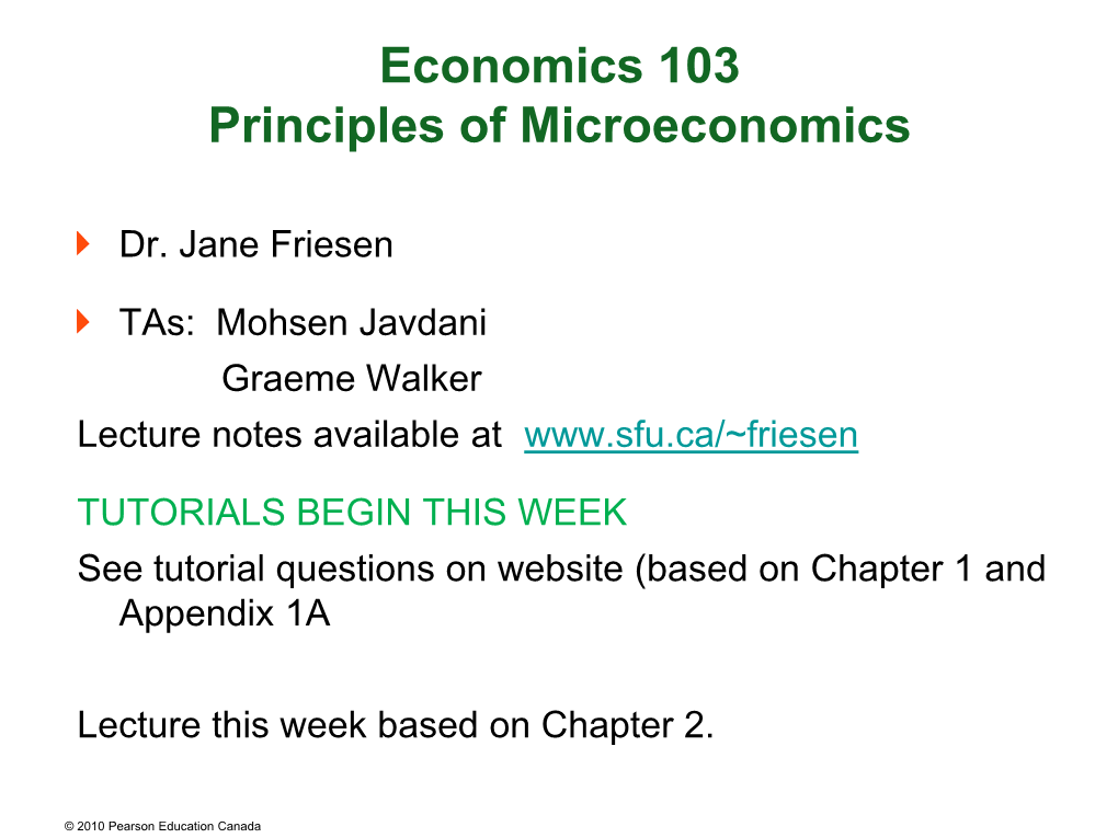 Economics 103 Principles of Microeconomics