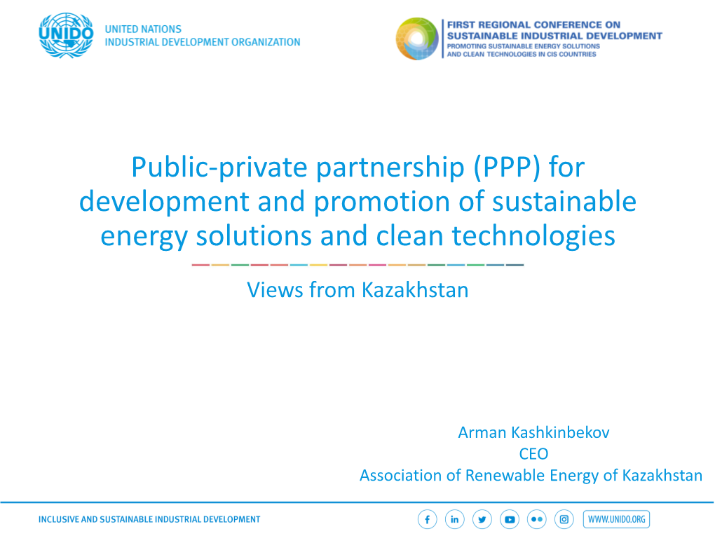 PPP) for Development and Promotion of Sustainable Energy Solutions and Clean Technologies