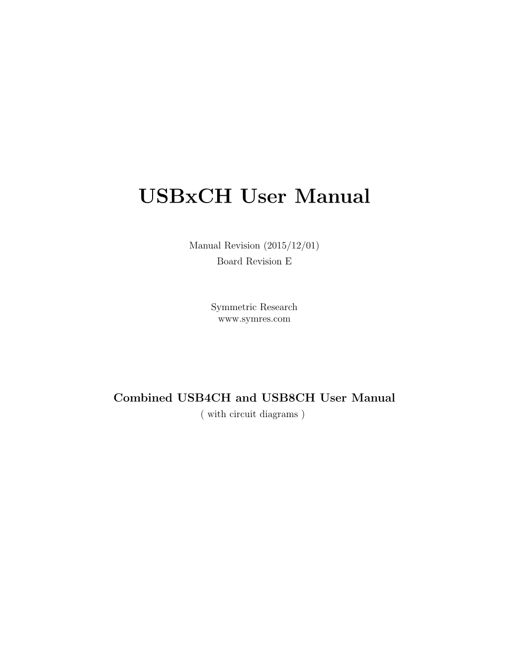 Usbxch User Manual