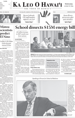 School Dissects $15M Energy Bill Scientists $3 Million Increase in 2007 Would Come Predict from Tuitions