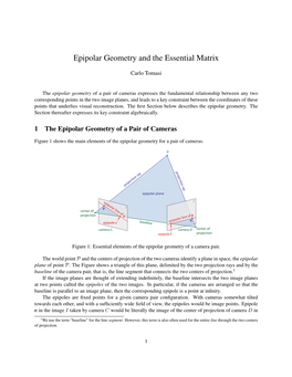 Epipolar Geometry and the Essential Matrix