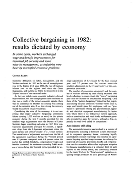Collective Bargaining in 1982: Results Dictated by Economy
