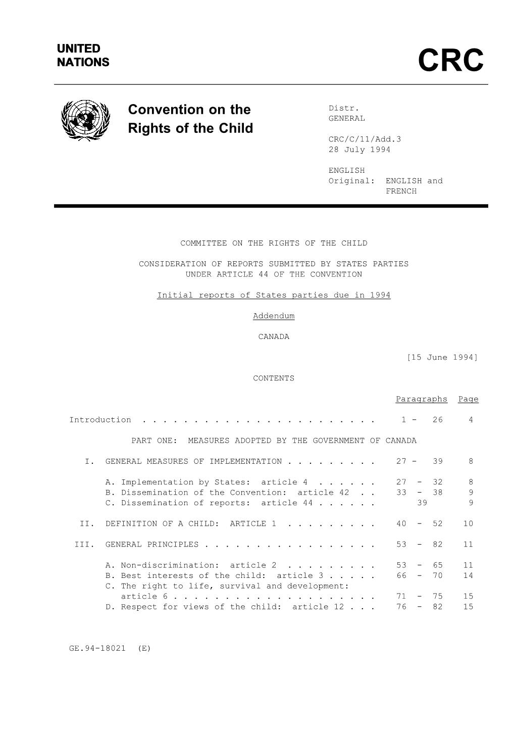 Convention on the Rights of the Child on 13 December 1991