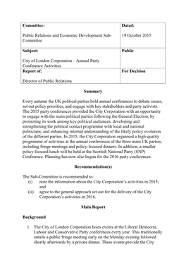 Annual Party Conference Activities PDF