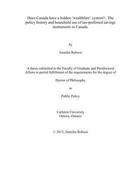 The Policy History and Household Use of Tax-Preferred Savings Instruments in Canada