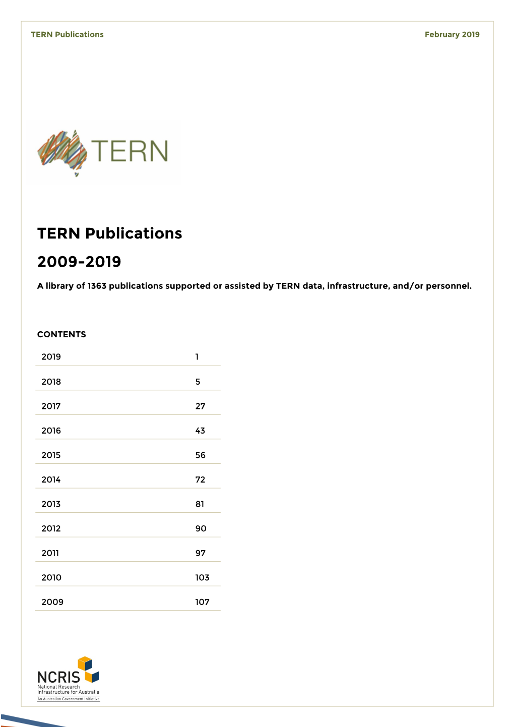 TERN Publications 2009-2019