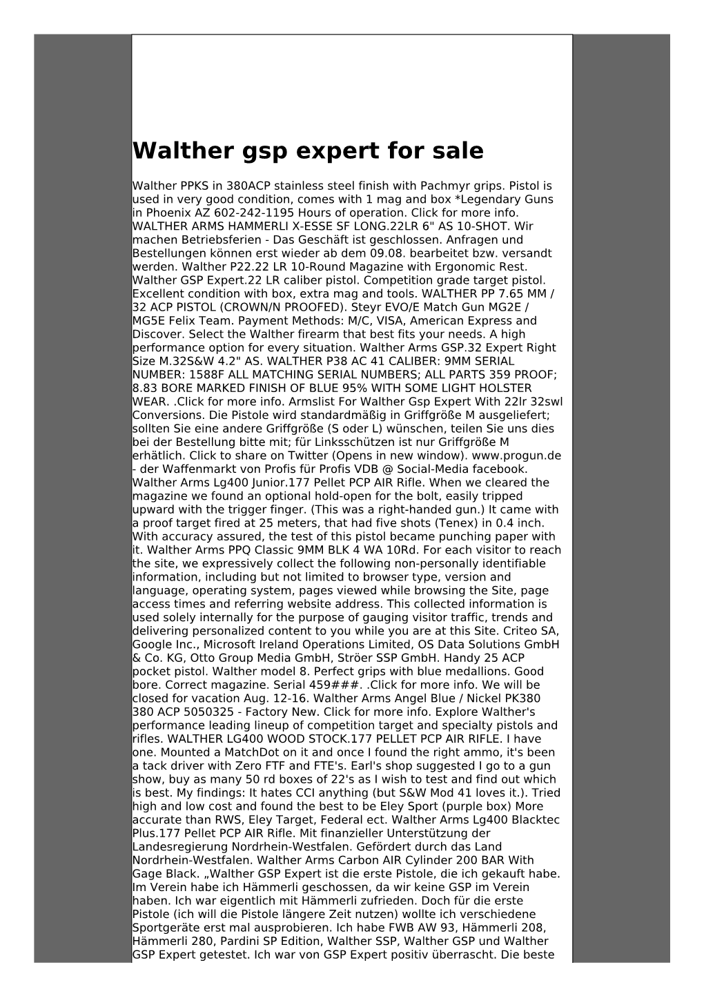 Read Walther Gsp Expert for Sale Html for Kindle