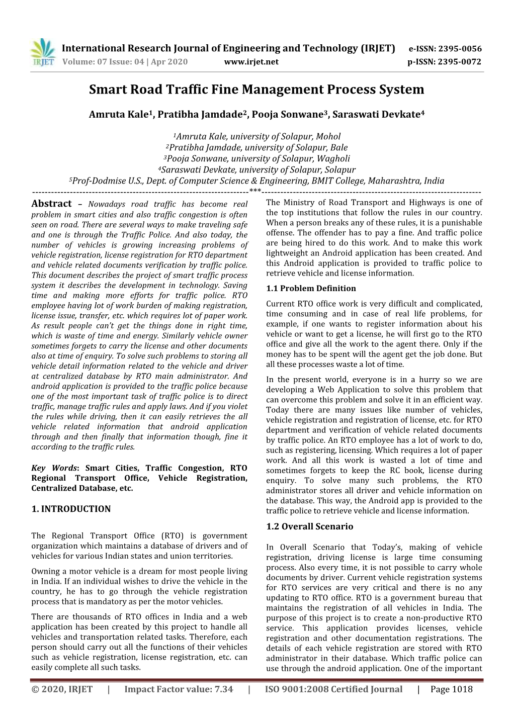 Smart Road Traffic Fine Management Process System