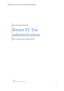 Kenya VI: Tax Administration
