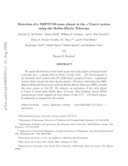 Detection of a NEPTUNE-Mass Planet in the $\Rho^{1} $ Cancri System