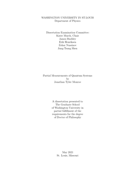 Partial Measurements of Quantum Systems by Jonathan Tyler Monroe