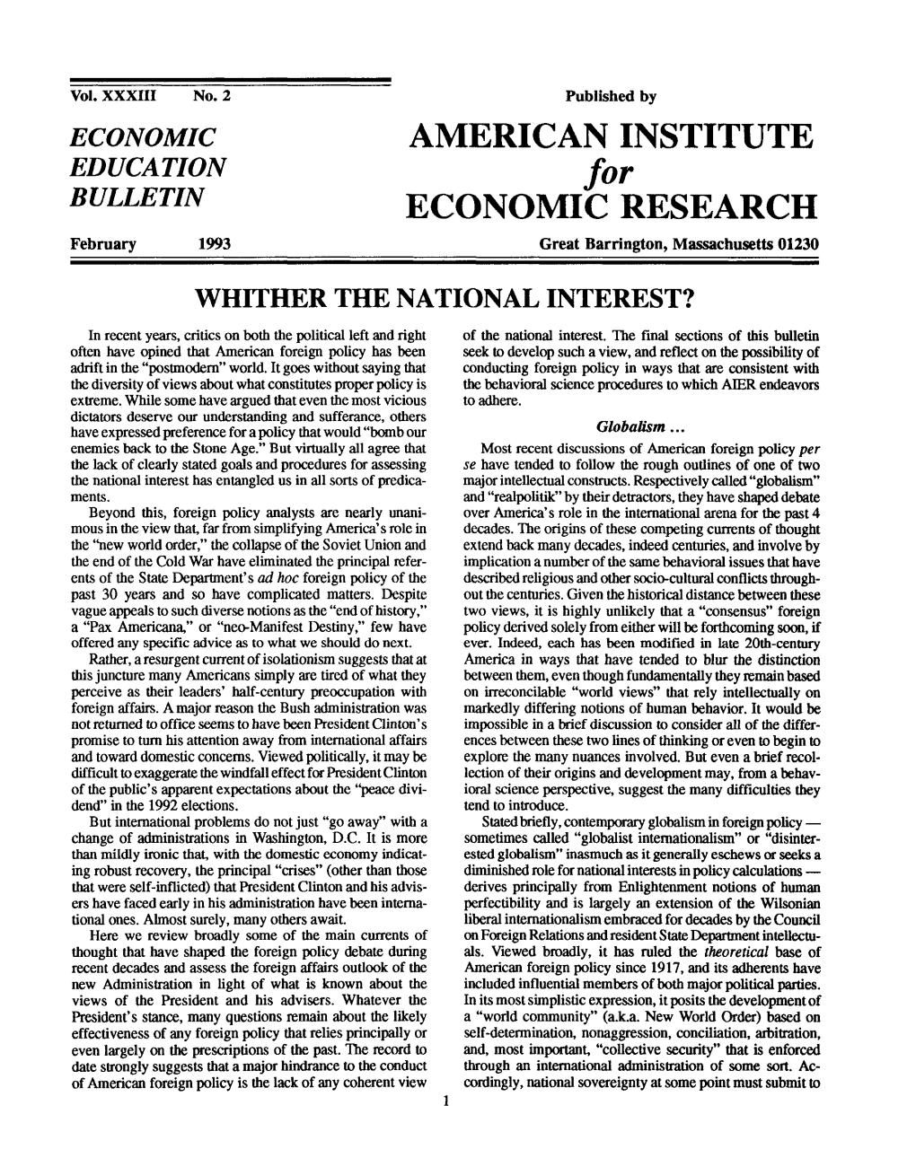 American Institute Economic Research