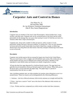 Carpenter Ants and Control in Homes Page 1 of 6