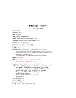 Package 'Taxlist'