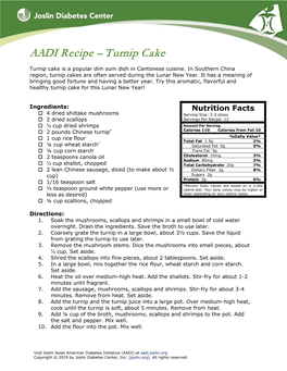 AADI Recipe – Turnip Cake
