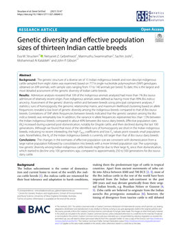 Genetic Diversity and Effective Population Sizes of Thirteen Indian