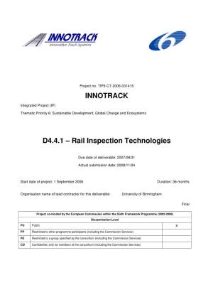 INNOTRACK D4.4.1 – Rail Inspection Technologies