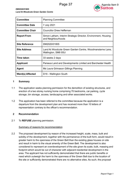 9) DM2020/01805- Woodcote Green Nurseries / Planning Committee