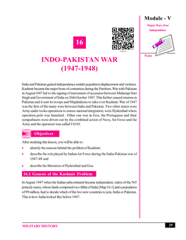 16 Indo-Pakistan War (1947-1948)