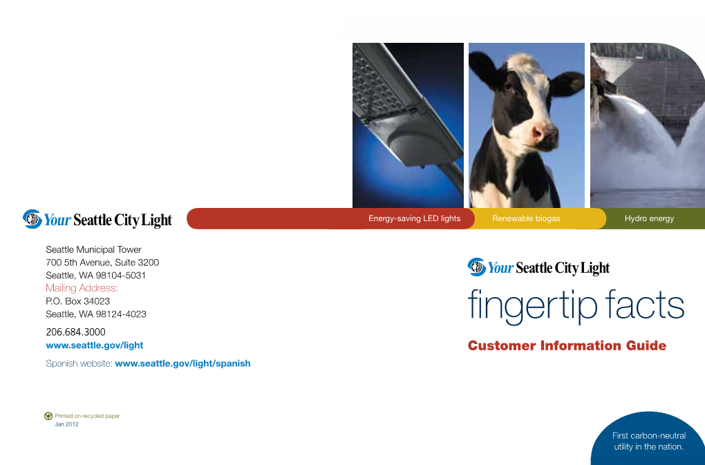 Fingertip Facts 206.684.3000 Customer Information Guide Spanish Website