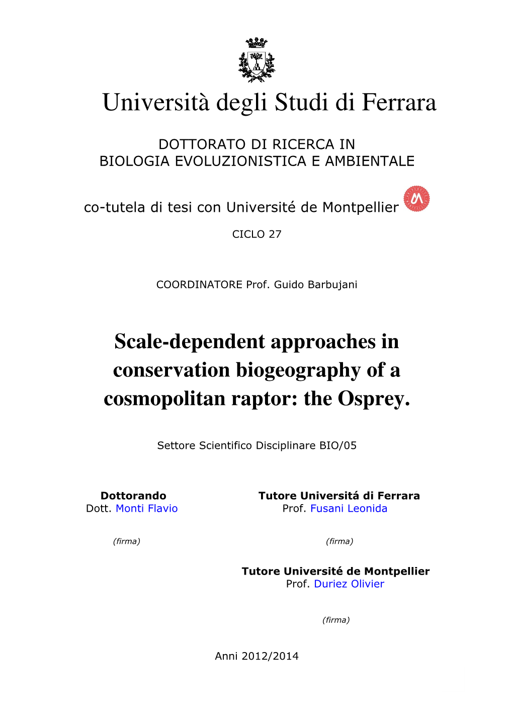 Università Degli Studi Di Ferrara