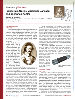 Pioneers in Optics: Zacharias Janssen and Johannes Kepler Michael W