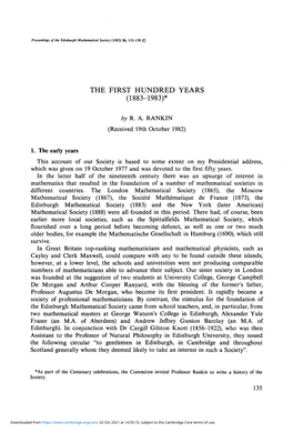 The First Hundred Years (1883-1983)*