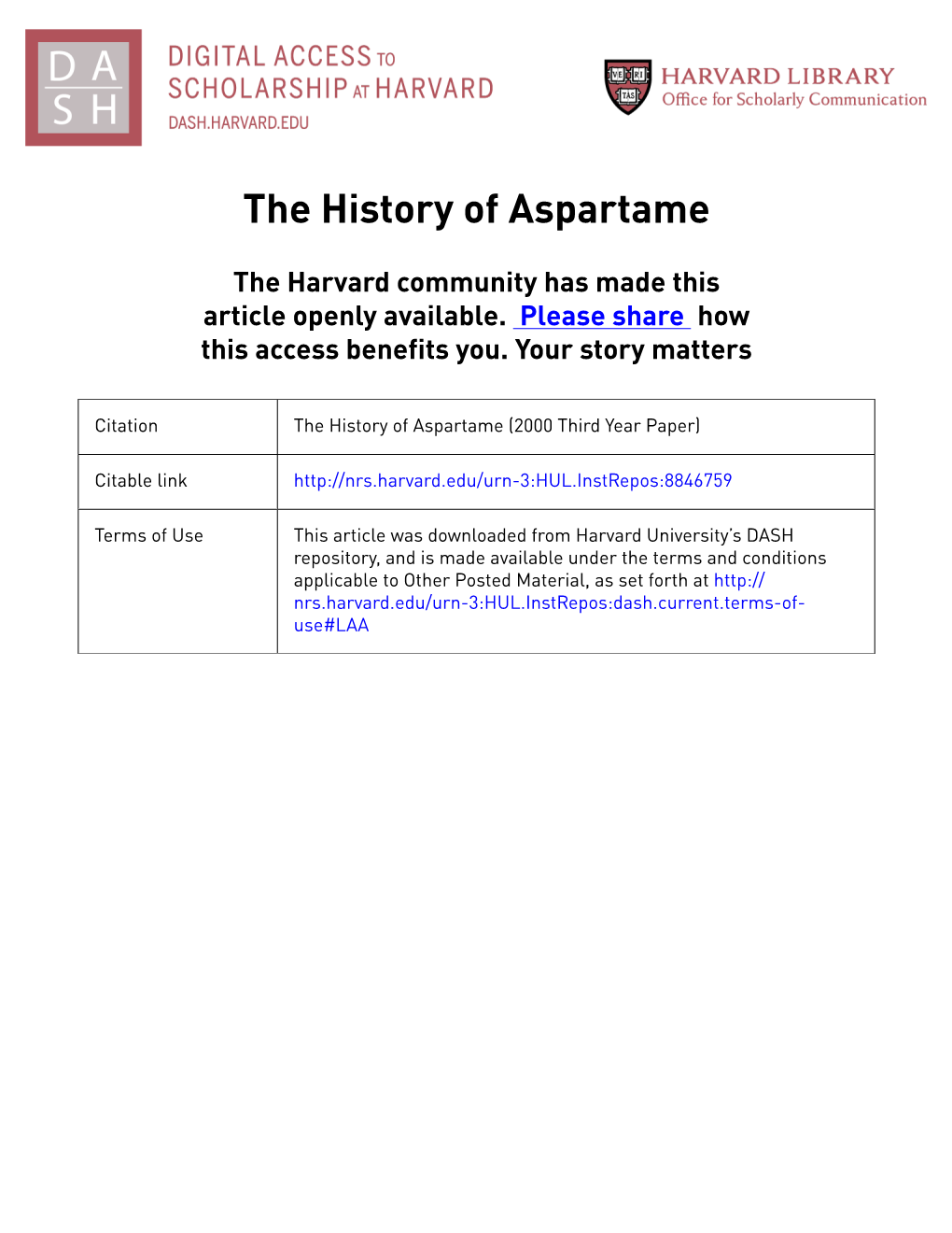 The History of Aspartame