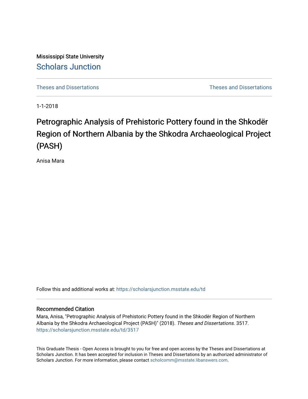 Petrographic Analysis of Prehistoric Pottery Found in the Shkodër Region of Northern Albania by the Shkodra Archaeological Project (PASH)