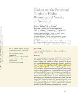 Gliding and the Functional Origins of Flight: Biomechanical Novelty Or Necessity?