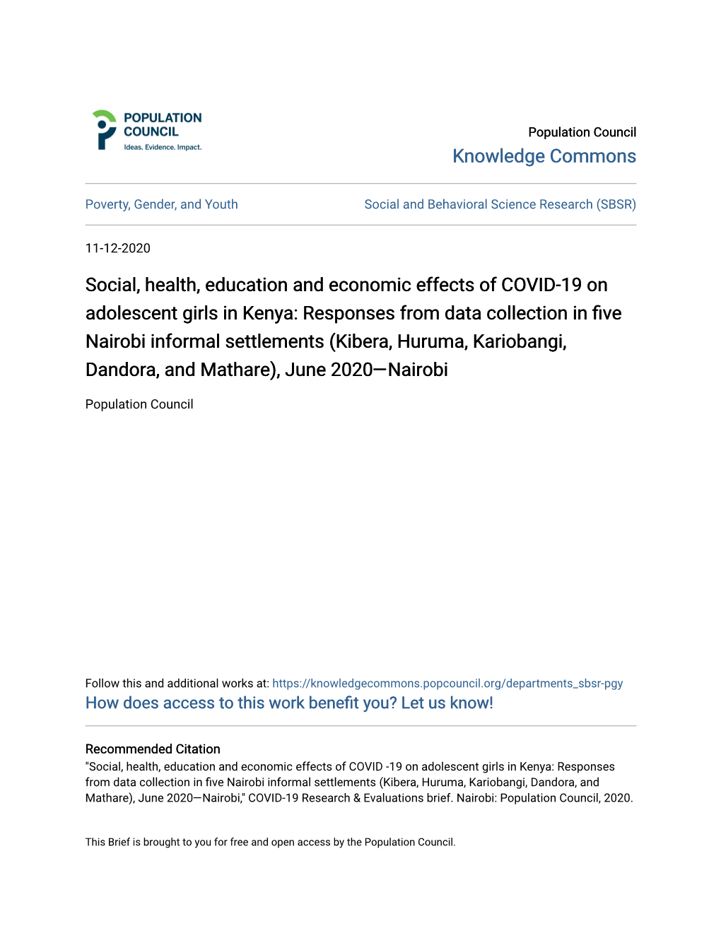 Social, Health, Education and Economic Effects of COVID-19 On