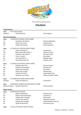 2015 Light Horse Results