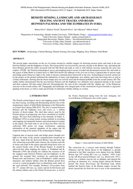 Remote Sensing, Landscape and Archaeology Tracing Ancient Tracks and Roads Between Palmyra and the Euphrates in Syria