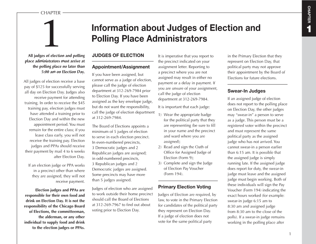 Information About Judges of Election and Polling Place Administrators