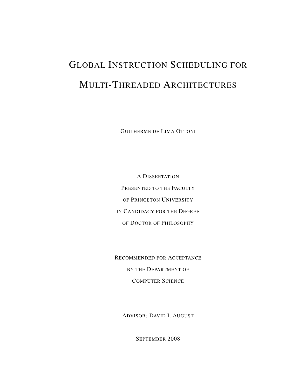 Global Instruction Scheduling for Multi-Threaded Architectures [72, 74, 76]