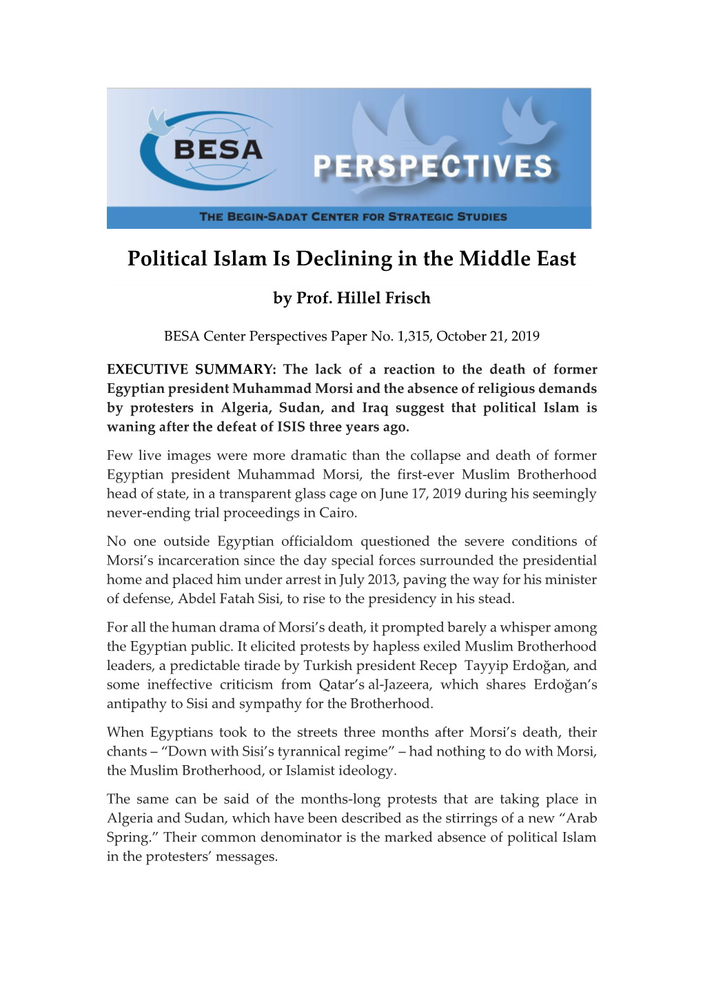 Political Islam Is Declining in the Middle East