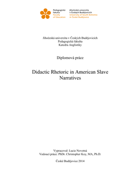 Didactic Rhetoric in American Slave Narratives