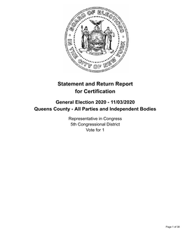 Statement and Return Report for Certification General Election 2020