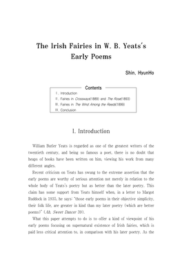 The Irish Fairies in W. B. Yeats's Early Poems