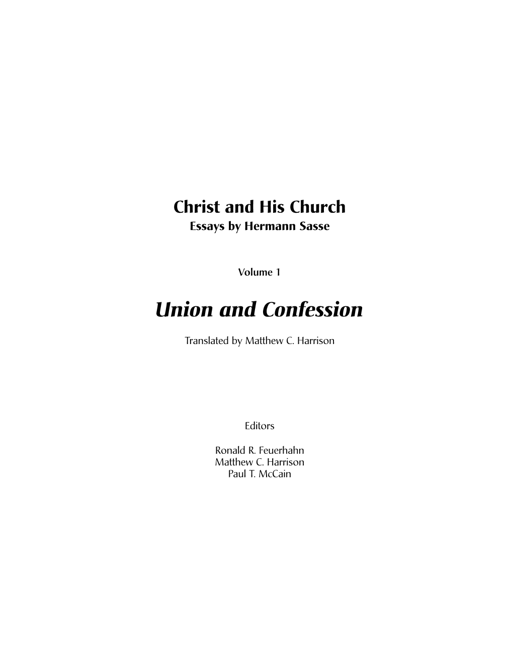 Union and Confession